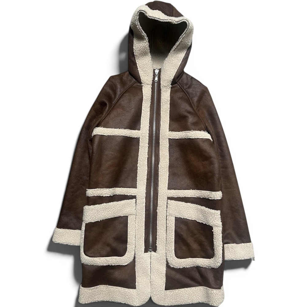 NWT ANTHROPOLOGIE AVEC LES FILLES LONG REVERSIBLE SHERPA COAT Size M MSRP $199